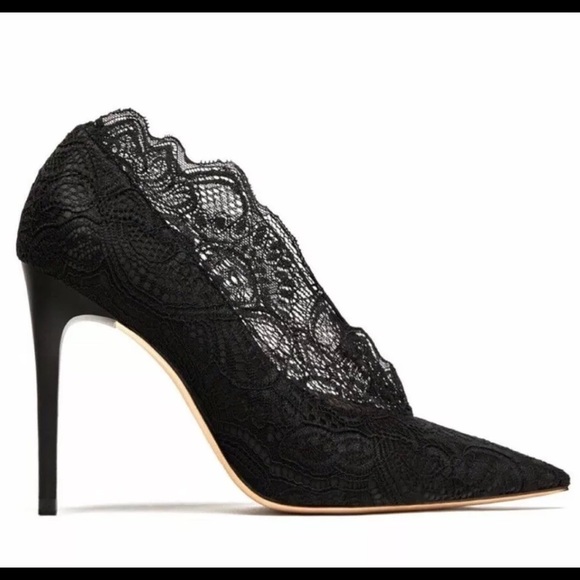 Zara Shoes - Zara High Heel Lace Court Black Stiletto size 5